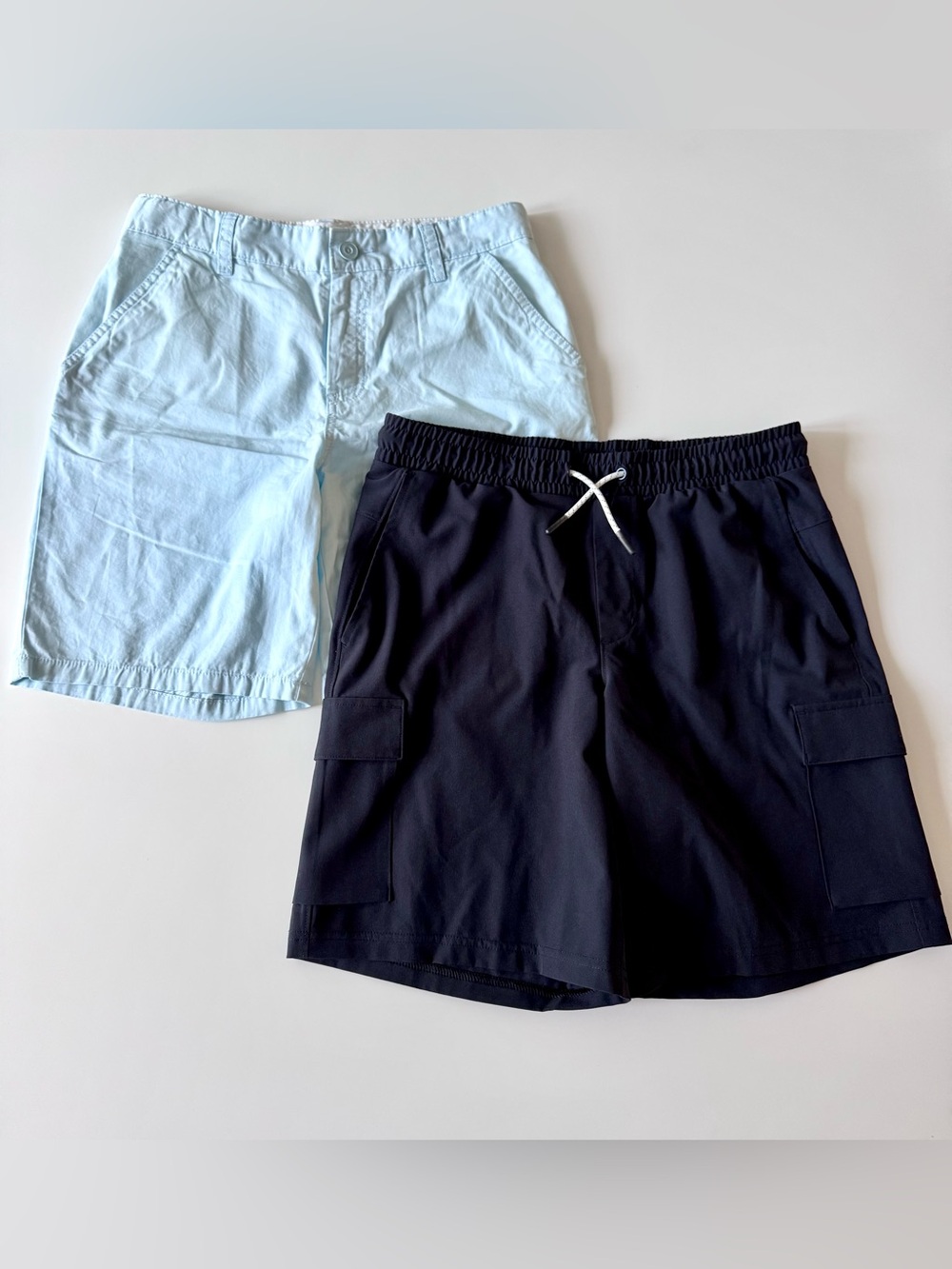 All In Motion and Cat & Jack Shorts, Black Cargo, Light Blue Chino, size 14
